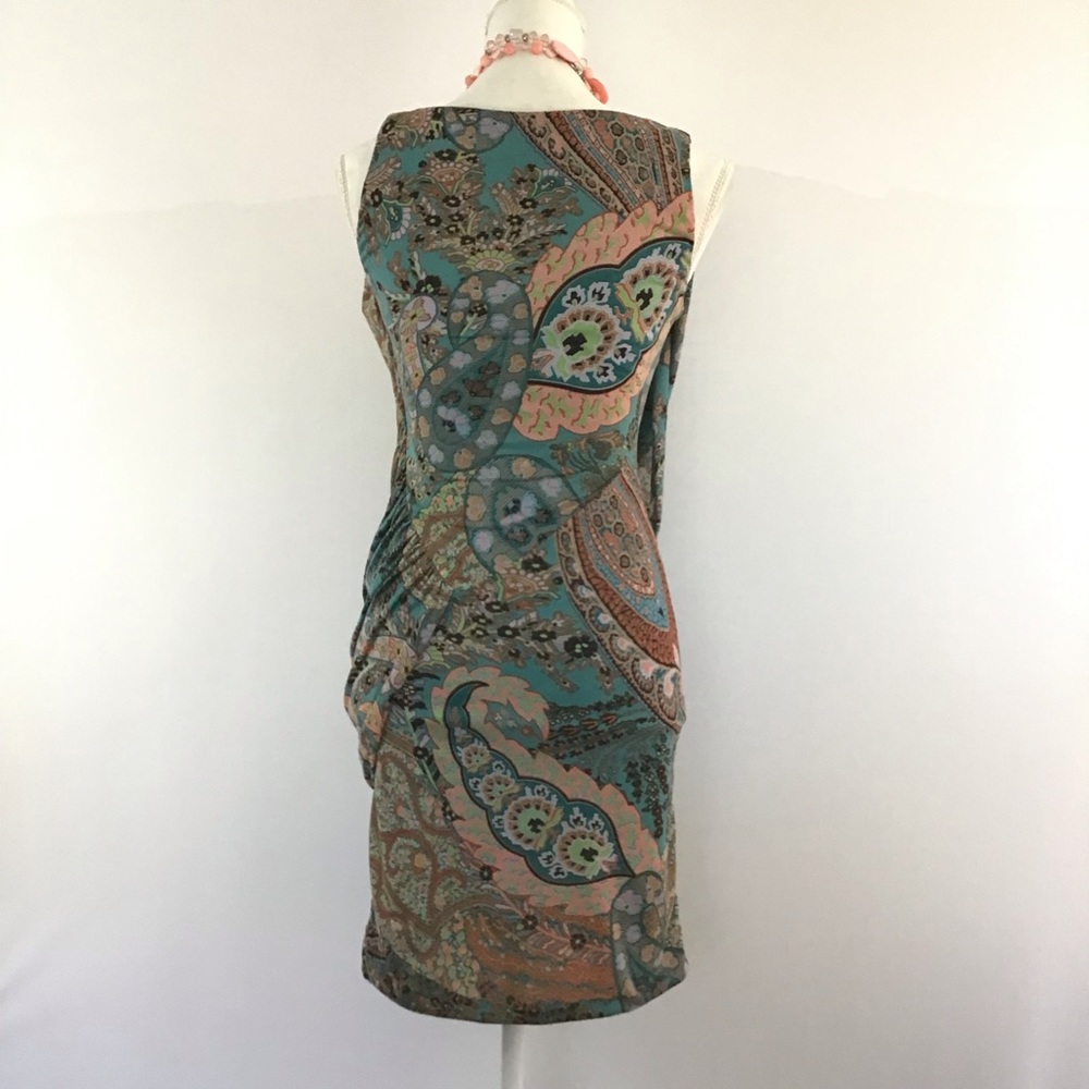 MANGO SUIT PAISLEY PRINT RUCHED SLEEVELESS DRESS - Picture 4 of 8
